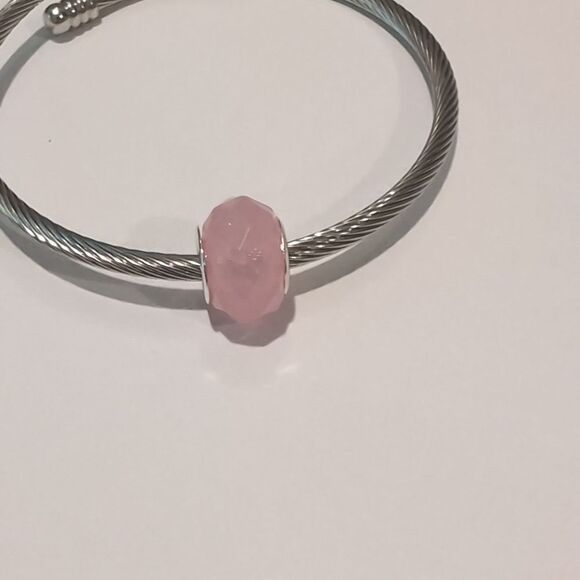 Silver‎ Frosted Pink Charm for Pandora Style - Picture 2 of 4